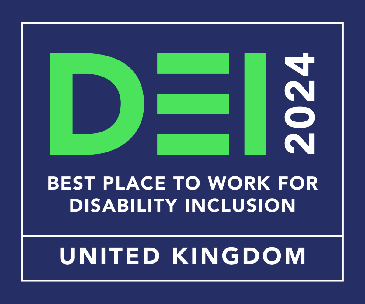 Digital certificate from Disability:IN displaying ‘Disability Equality Index 2024: Best Place to Work for Disability Inclusion, United Kingdom.